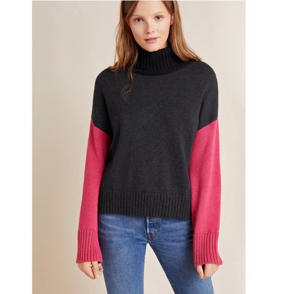 Anthropologie Michael Stars Colorblocked Turtleneck Sweater - Picture 3 of 10